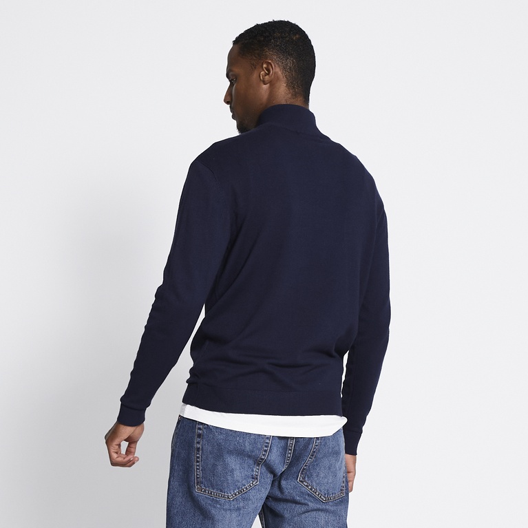 Half-zip knit sweater "Thin" Navy 2